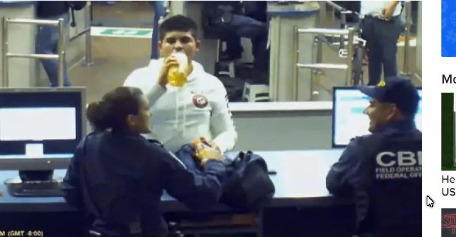 Surveillance footage - U.S. border officers told a Mexican teen to drink liquid meth
